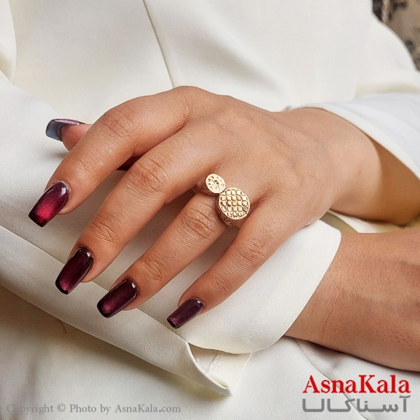 انگشتر طلاروس زنانه مدل تراشدار رنگ ثابت مادام العمر کد ANG19355W