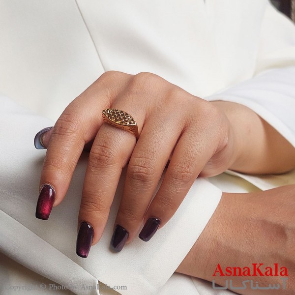 انگشتر طلاروس زنانه مدل تراشدار رنگ ثابت مادام العمر کد ANG19357W