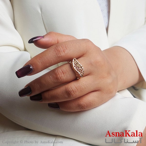 انگشتر طلاروس زنانه مدل تراشدار رنگ ثابت مادام العمر کد ANG19374W