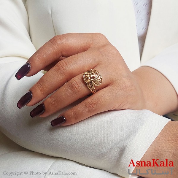 انگشتر طلاروس زنانه مدل تراشدار رنگ ثابت مادام العمر کد ANG19376W