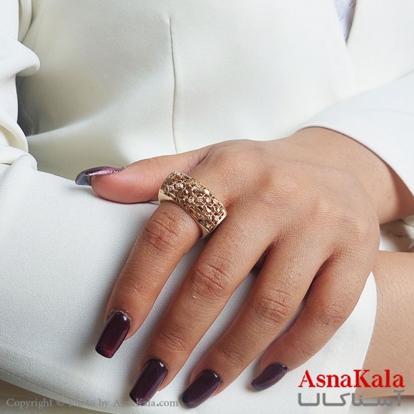 انگشتر طلاروس زنانه مدل تراشدار رنگ ثابت مادام العمر کد ANG19386W