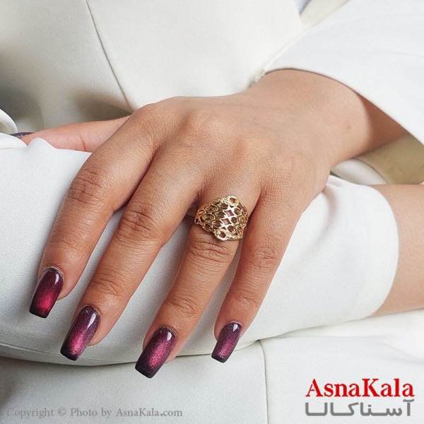 انگشتر طلاروس زنانه مدل تراشدار رنگ ثابت مادام العمر کد ANG19387W