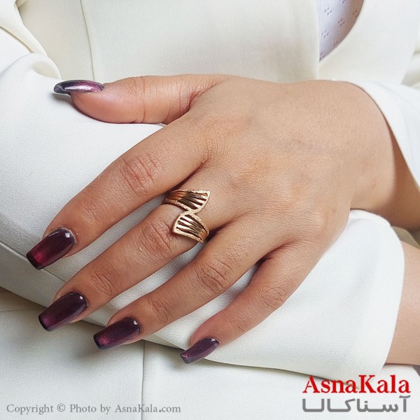 انگشتر طلاروس زنانه مدل تراشدار رنگ ثابت مادام العمر کد ANG19388W