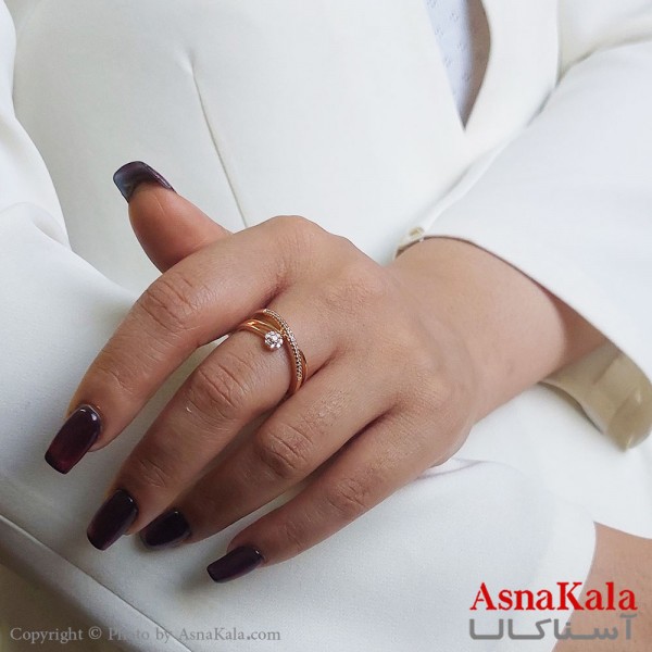 انگشتر زنانه دریم مدل دولاین نگیندار فری سایز کد ANG19396W