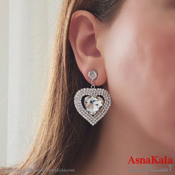 گوشواره مجلسی جواهری نگین دار استیل کد GSH15470W