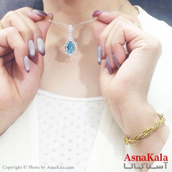 گردنبند ژوپینگ  سواروسکی اورجینال مدل اشک با کارت گارانتی و جعبه سواروفسکی کد GNB16684W