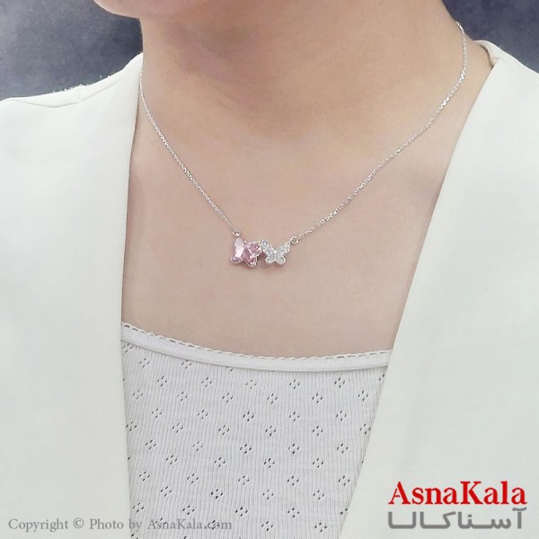 گردنبند زنانه سواروسکی اورجینال مدل پروانه با کارت گارانتی و جعبه سواروفسکی کد GNB16689W