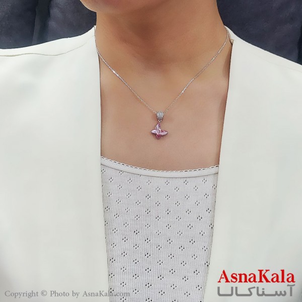 گردنبند زنانه سواروسکی اورجینال مدل پروانه  با کارت گارانتی و جعبه سواروفسکی کد GNB16695W