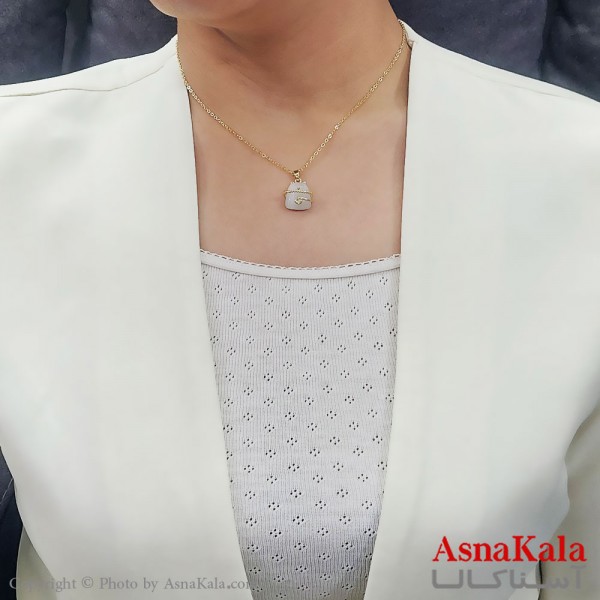 گردنبند کره ای با صدف  استیل طلایی  کد GNB16699W