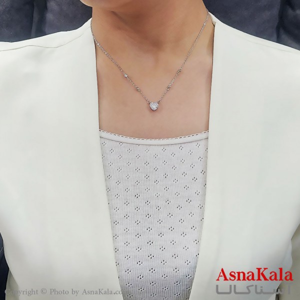 گردنبند کره ای مدل قلب  استیل نقره ای کد GNB16700W
