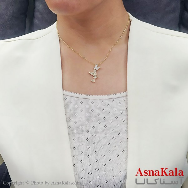 گردنبند کره ای پروانه  استیل طلایی کد GNB16706W