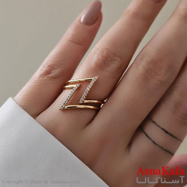 انگشتر زنانه ژوپینگ اصلی با آبکاری طلا مدل هفت و هشت کد ANG19413W