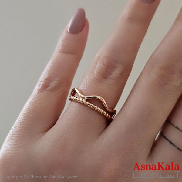 انگشتر زنانه ژوپینگ اصلی با آبکاری طلا مدل موج کد ANG19414W