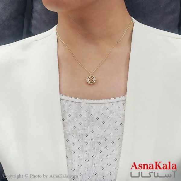 گردنبند ترند کره ای مدل کهکشان استیل طلایی کد GNB16713W