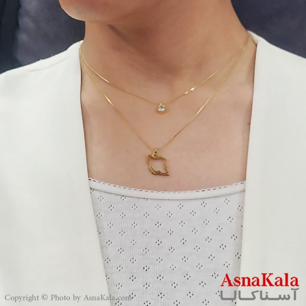 گردنبند دولاین ترند استیل ایران و تک نگین کد GNB16719W