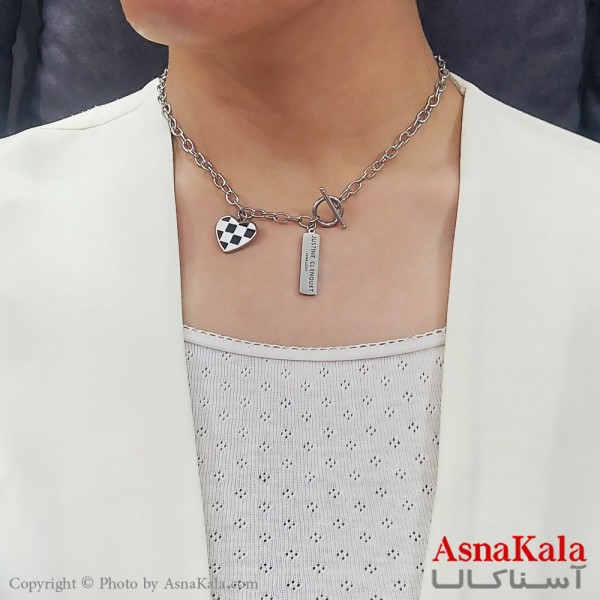 گردنبند ترند استیل مدل قلب با قفل تی کد GNB16721W