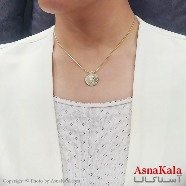 گردنبند زنانه کره ای دورو الیزابت و سکه طلایی کد GNB16731W