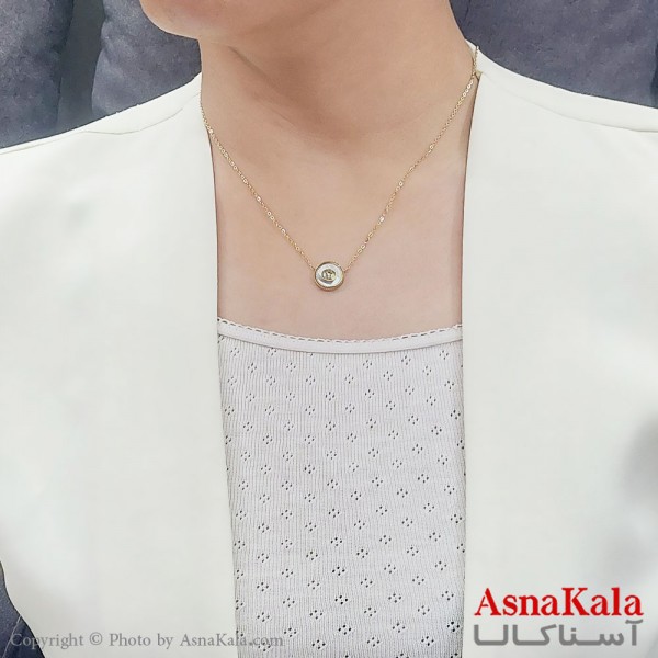 گردنبند زنانه استیل ترند گوچی دورسفید طلایی کد GNB16747W