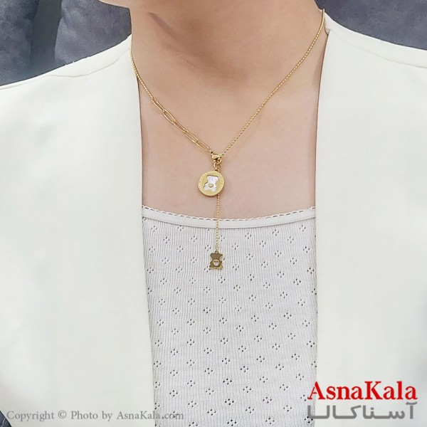 گردنبند دخترانه استیل ترند خرس شیک طلایی کد GNB16748W