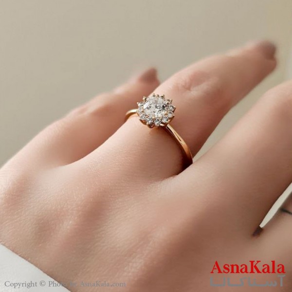 انگشتر زنانه ژوپینگ اصلی با آبکاری طلا مدل گل کد ANG19416W