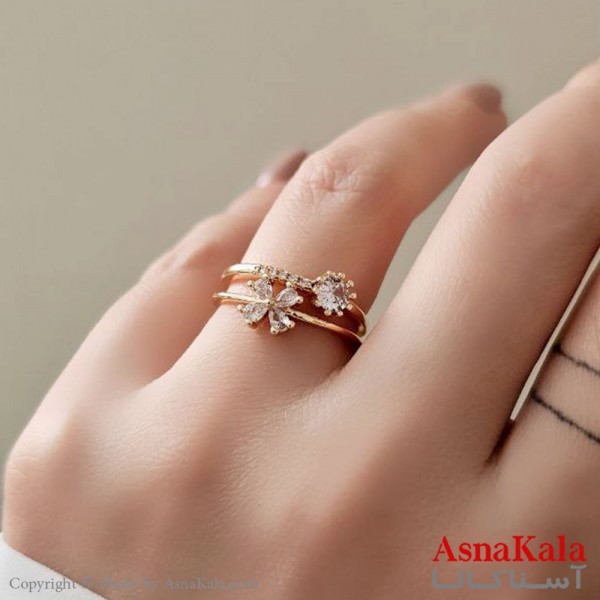 انگشتر زنانه طلاروس  مدل گل کد ANG19418W
