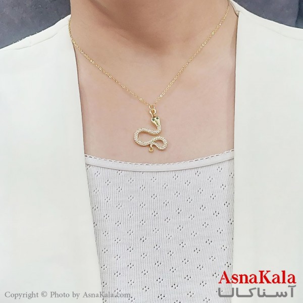 گردنبند دخترانه استیل مار فول نگین کد GNB16752W