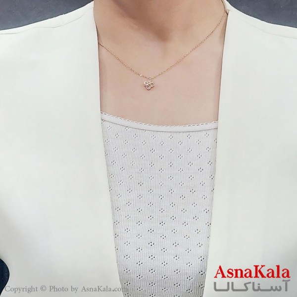 گردنبند دخترانه استیل گل چندوجهی کد GNB16756W