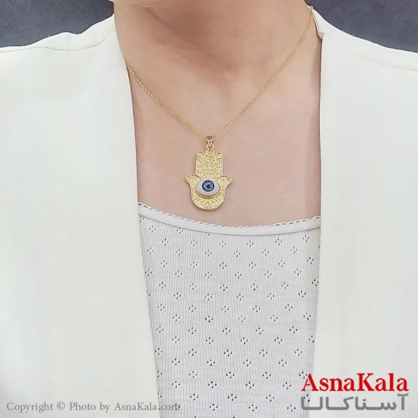 گردنبند دخترانه استیل دست چشم نظر کد GNB16760W