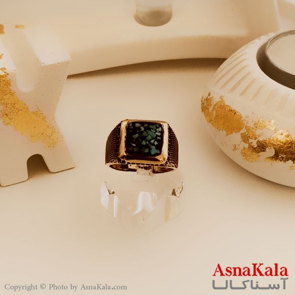 انگشتر طلاروس مردانه رزینی طرح فیروزه کد ANG19425W
