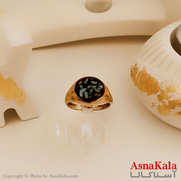 انگشتر طلاروس مردانه مدل آینه ای طرح رزینی  کد ANG19430W