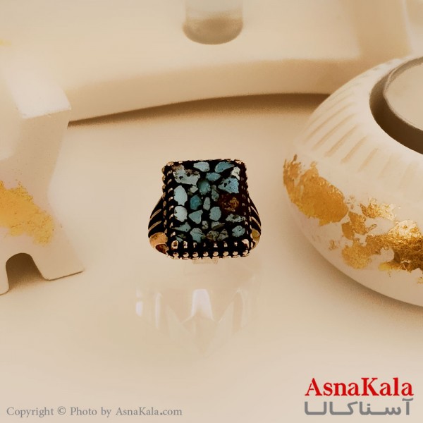 انگشتر طلاروس مردانه مدل خطی طرح رزینی  کد ANG19431W