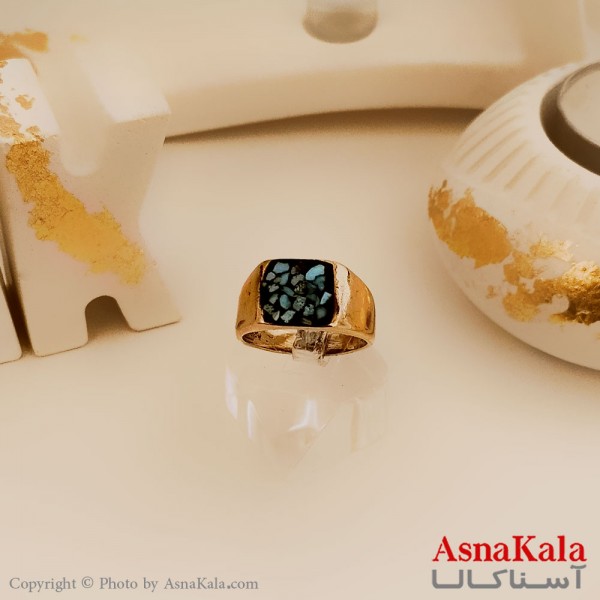 انگشتر طلاروس مردانه مدل آینه ای طرح رزینی  کد ANG19434W