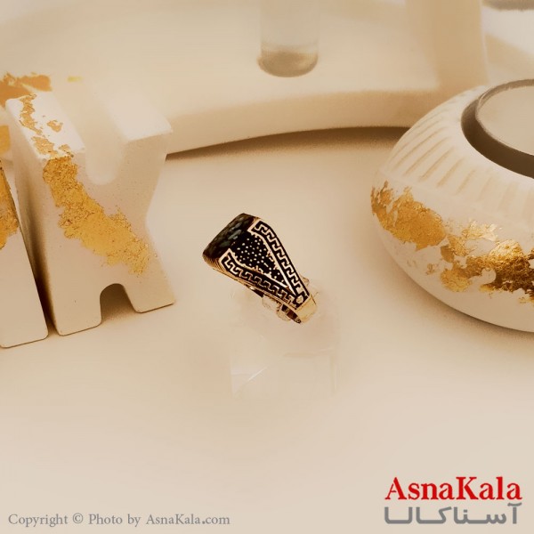 انگشتر طلا روس مردانه شیک طرح رزینی  کد ANG19436W