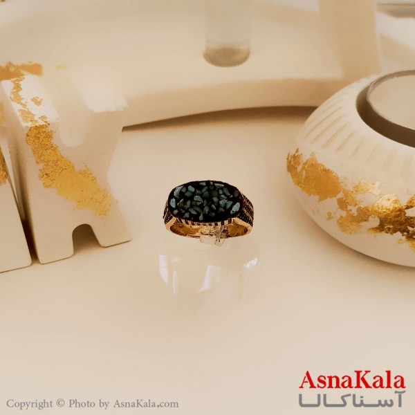 انگشتر طلاروس مردانه شیک طرح رزینی کد ANG19438W