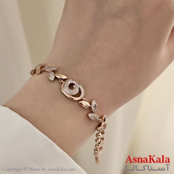 دستبند مدل  مارپیچ و برگ نگینی برند ژوپینگ Xuping کد DSB18488W