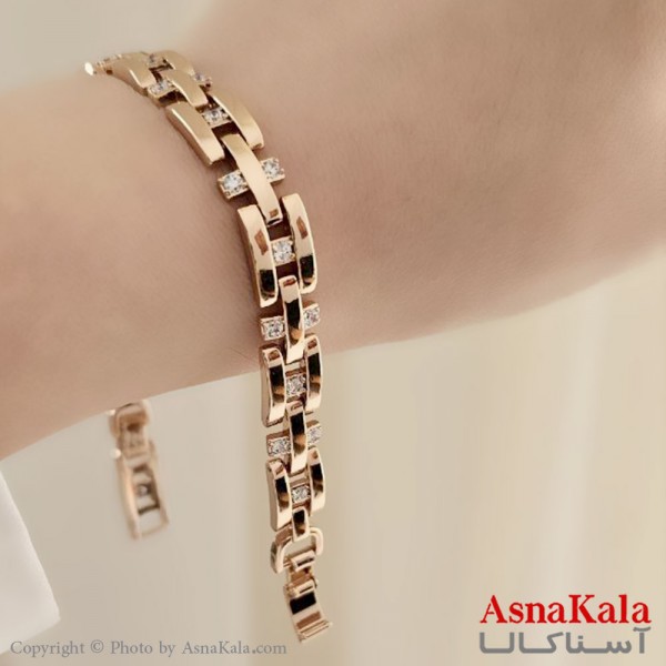 دستبند مدل H شیک نگینی برند ژوپینگ Xuping کد DSB18490W