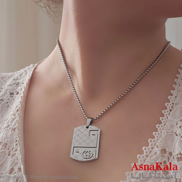 گردنبند مردانه گوچی استیل 316 کد GNB16758W