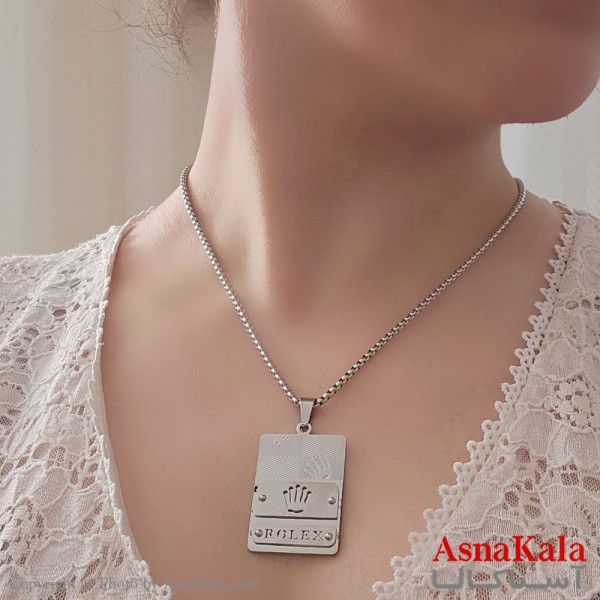 گردنبند مردانه رولکس استیل 316 کد GNB16759W