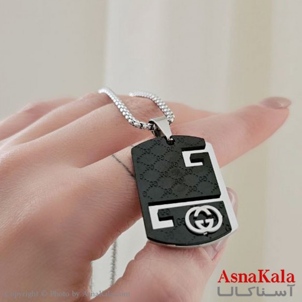 گردنبند مردانه گوچی استیل 316 رنگ مشکی کد GNB16760W