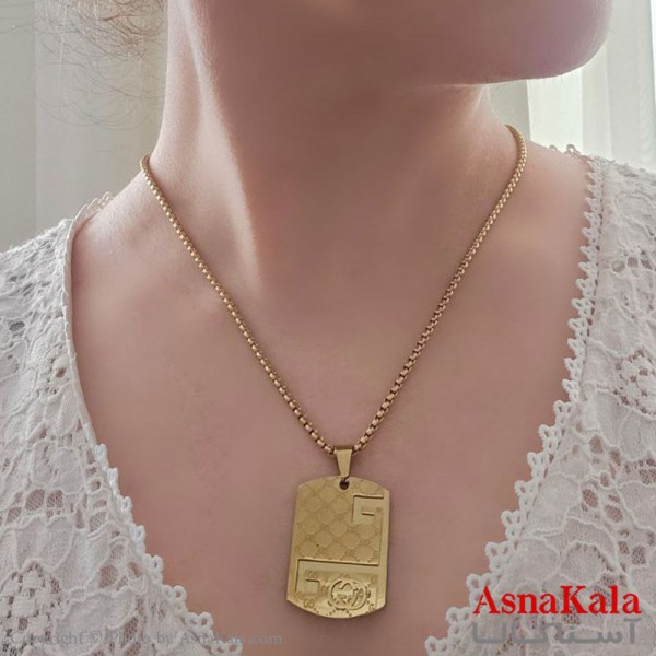 گردنبند مردانه گوچی استیل 316 رنگ طلایی کد GNB16763W