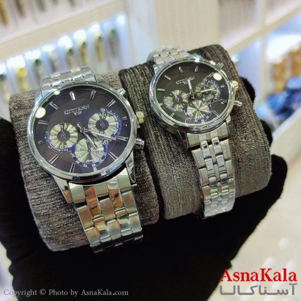 ساعت ست زنانه و مردانه سیتیزن طرح سه موتور شرکتی موتور کوارتز نقره ای رنگ ثابت و ضدآب کد WTCH11179W