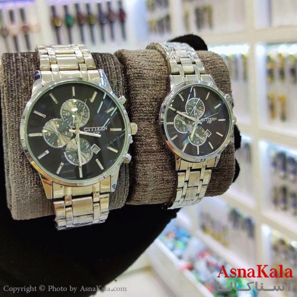 ساعت ست زنانه و مردانه سیتیزن شرکتی موتور کوارتز  نقره ای رنگ ثابت و ضدآب کد WTCH11190W