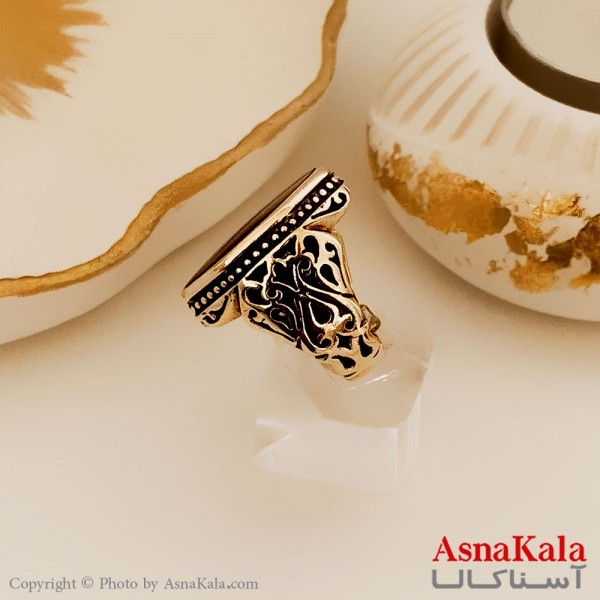 انگشتر طلاروس مردانه شیک طرح رزینی درشت کد ANG19456W