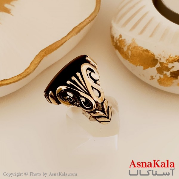 انگشتر طلاروس مردانه شیک طرح رزینی درشت کد ANG19460W