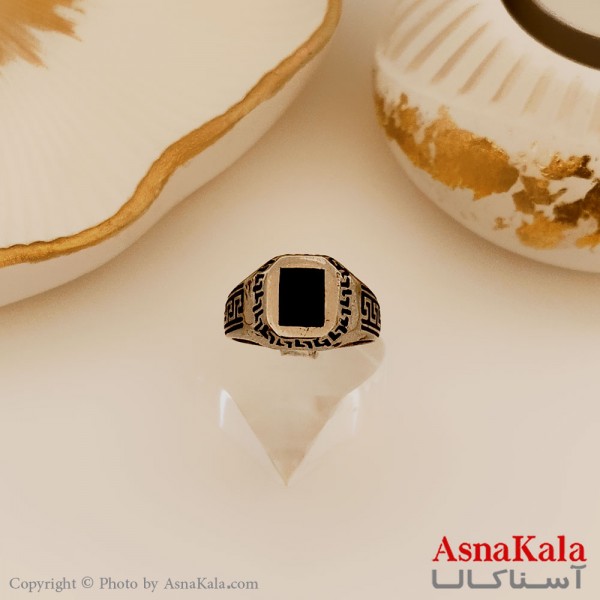 انگشتر نقره روس مردانه شیک رزینی ورساچه  کد ANG19467W