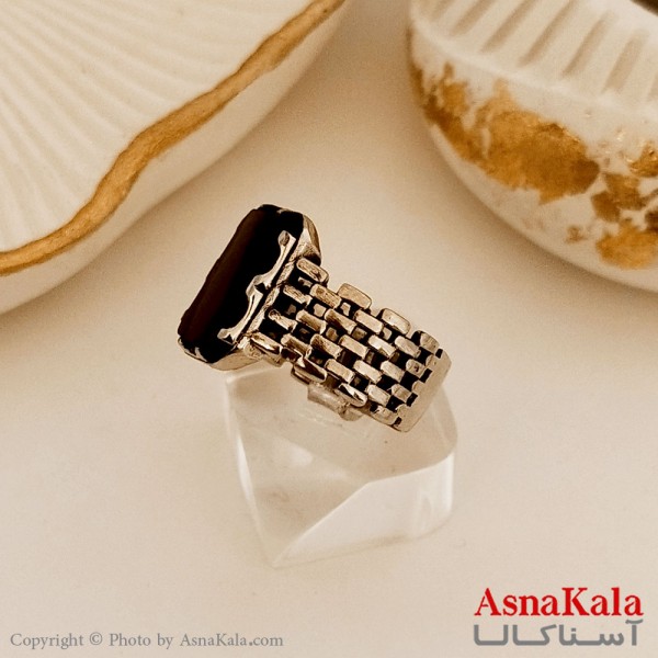 انگشتر نقره روس مردانه شیک رزینی طرح رولکس  کد ANG19473W