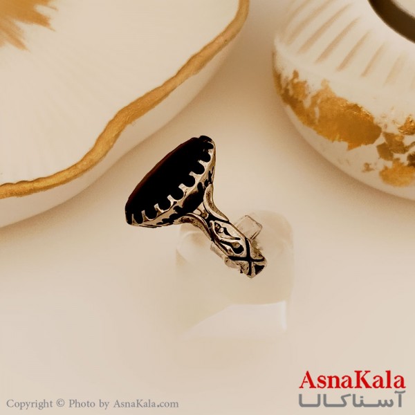 انگشتر نقره روس مردانه شیک رزینی  کد ANG19474W