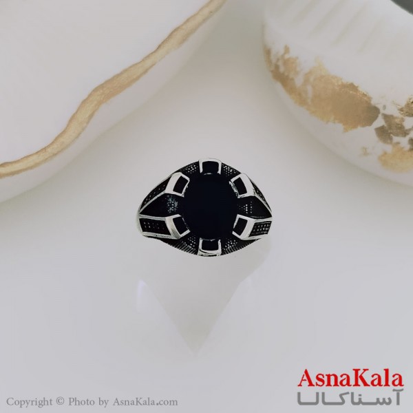 انگشتر نقره روس مردانه شیک رزینی کد ANG19483W