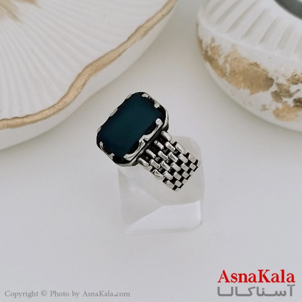انگشتر نقره روس مردانه شیک رزینی کد ANG19491W