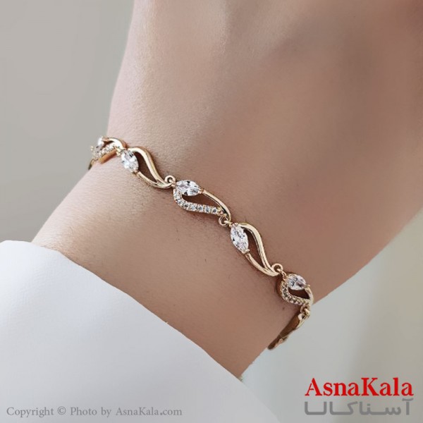 دستبند نگینی ترند برند ژوپینگ Xuping مدل اشکی کد DSB18496W